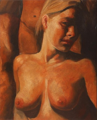 "Composition with a nude woman" Beautiful classic oil painting. Without frame.