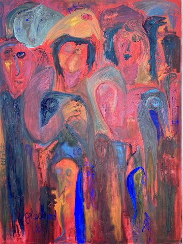 "Moscow" Large, beautiful, expressive oil painting in a strong white frame.