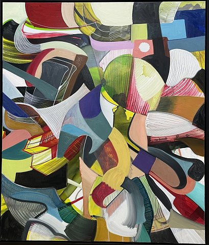 "Composition" Oil painting on canvas, mounted in a strong black frame.