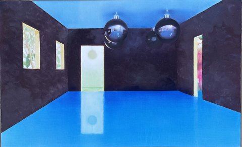 "Composition" Oil painting on canvas mounted in a white painted natural frame. A top Painting from the artist.